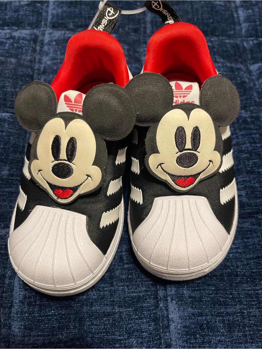 toddler  Disney adidas Kids Black White Red Mickey Mouse Slip-On Sneakers
